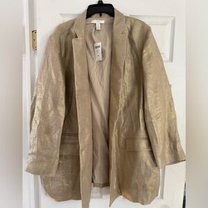NEW Chico's Shimmer Gold Blazer Jacket